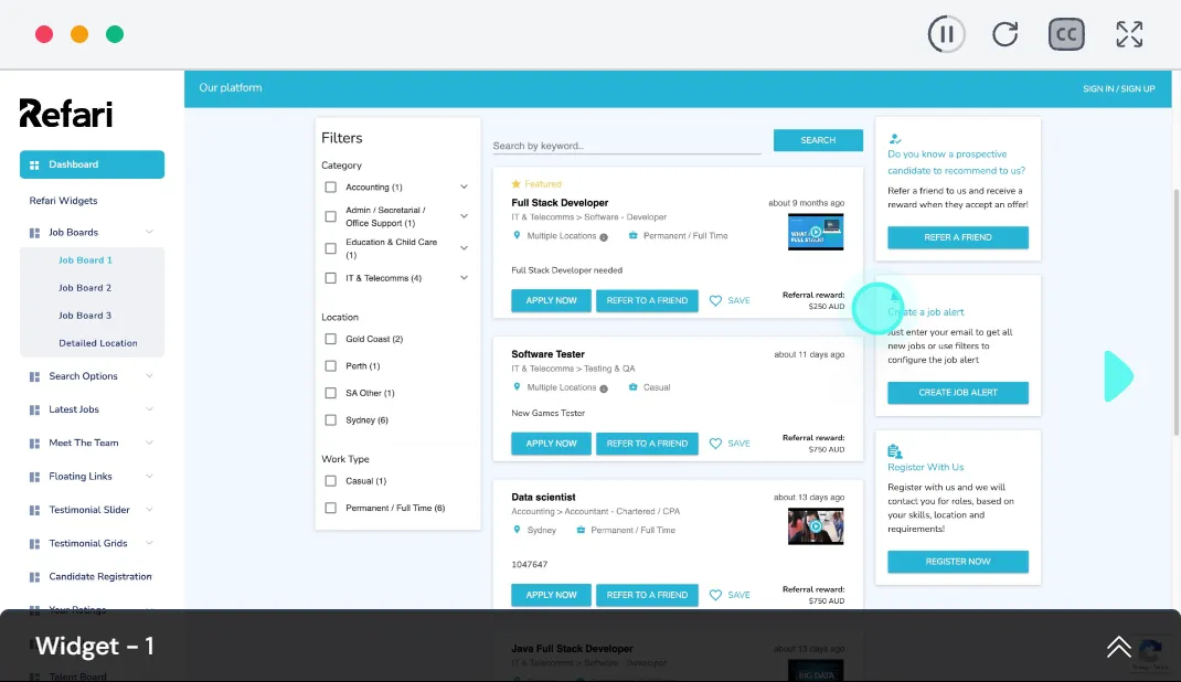 40+ Recruitment Widgets demonstration