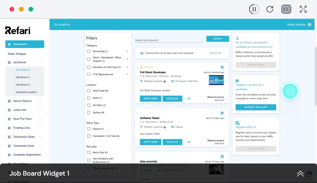 3 Different Job Board Widgets demonstration
