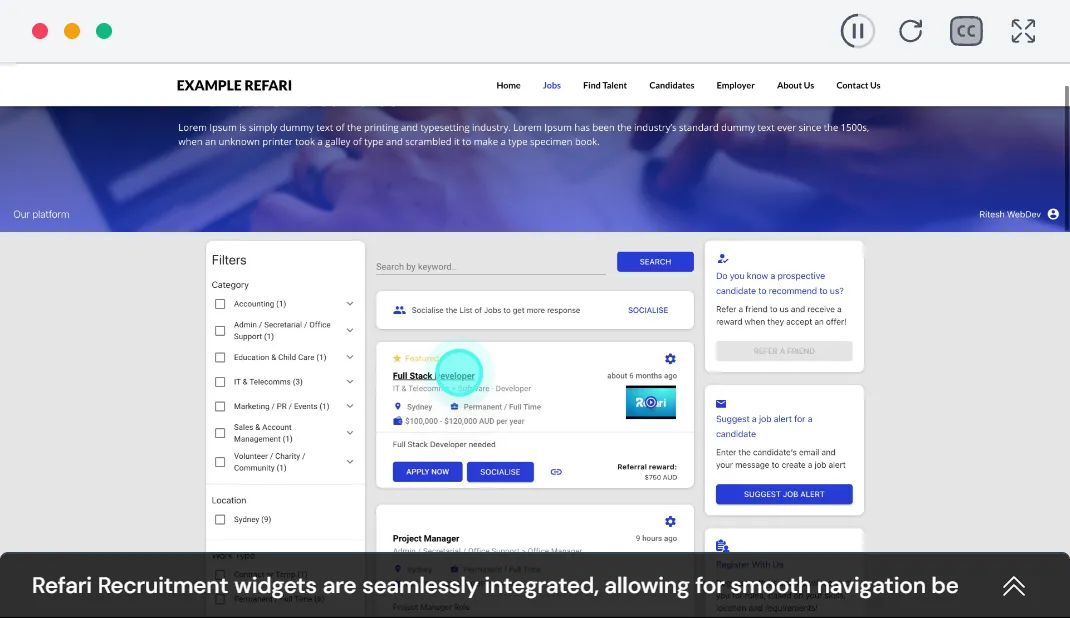 Seamless Navigation Between Widget Types demonstration