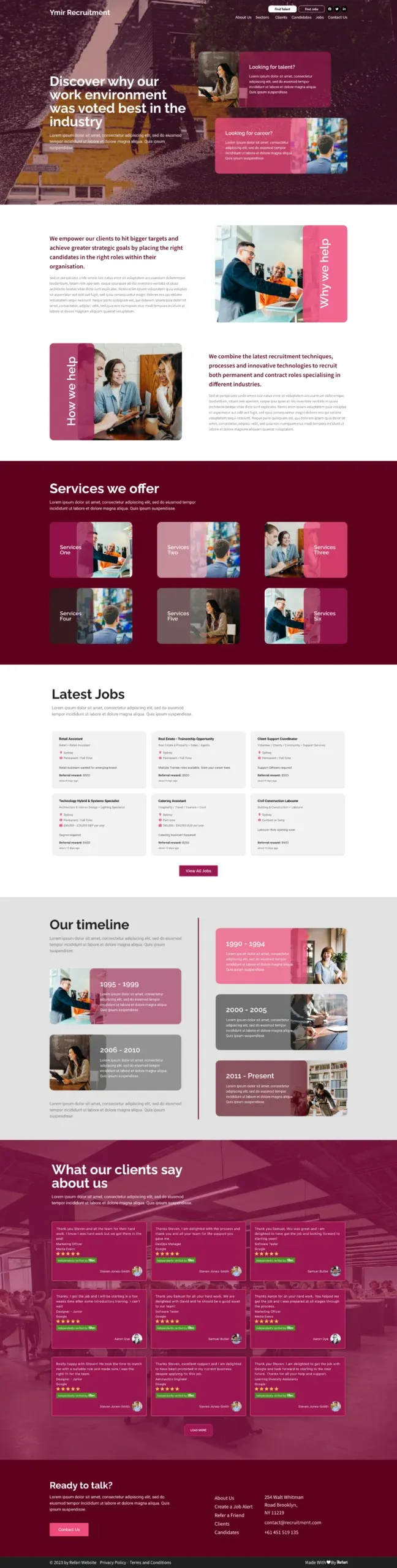 A finished Refari recruitment website